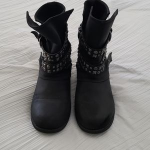 Black embelished studded boots